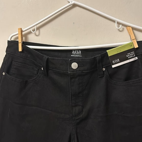a.n.a black mid rise skinny ankle jeans new with tags back/front pockets size 14 - Picture 2 of 4